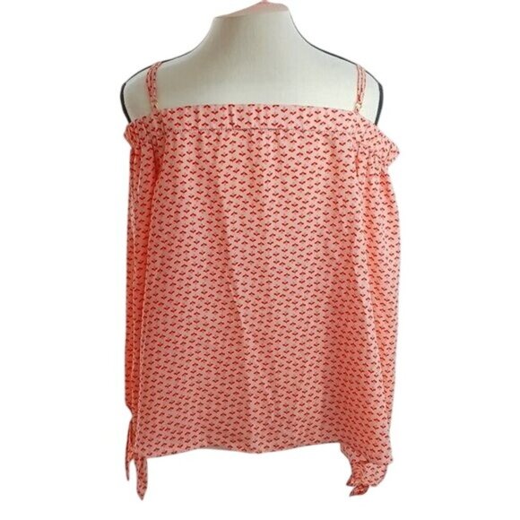 Gianni Bini Womens M Pink Floral Off Shoulder Cold Shoulder Spaghetti Strap Top - Picture 5 of 9